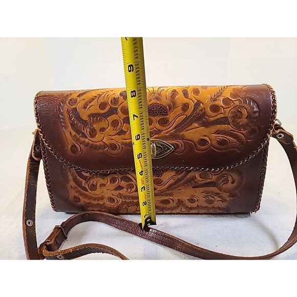 Vintage Cliftons Hand Tooled Leather Shoulder/Handbag Adjustable READ - Picture 3 of 9